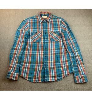 Archived Denim Supply Ralph‎ Lauren Men Medium Blue Red Plaid Button Down Shirt